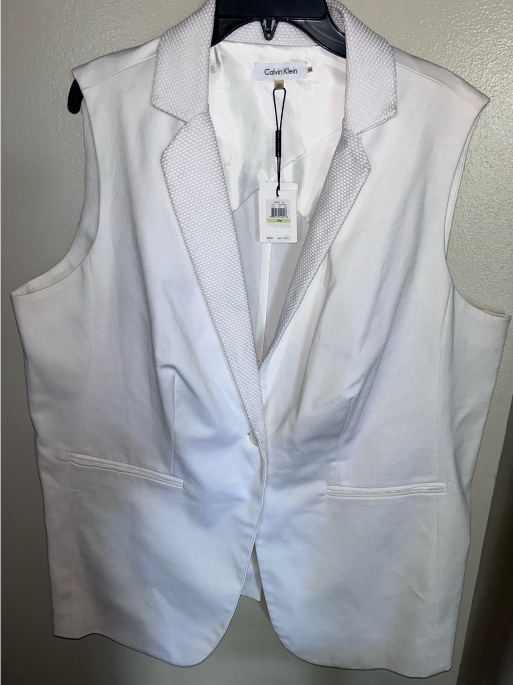 NWT Calvin Klein One-Button Mesh Vest Tailored Lined  Women's Size 18